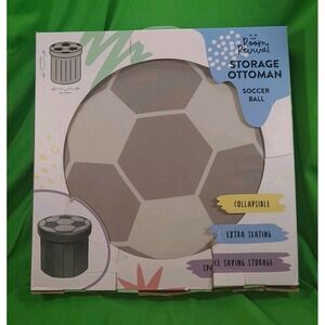 New In Box Room Revival Collapsible Mint Green/Gray Soccer Storage Ottoman 13×15